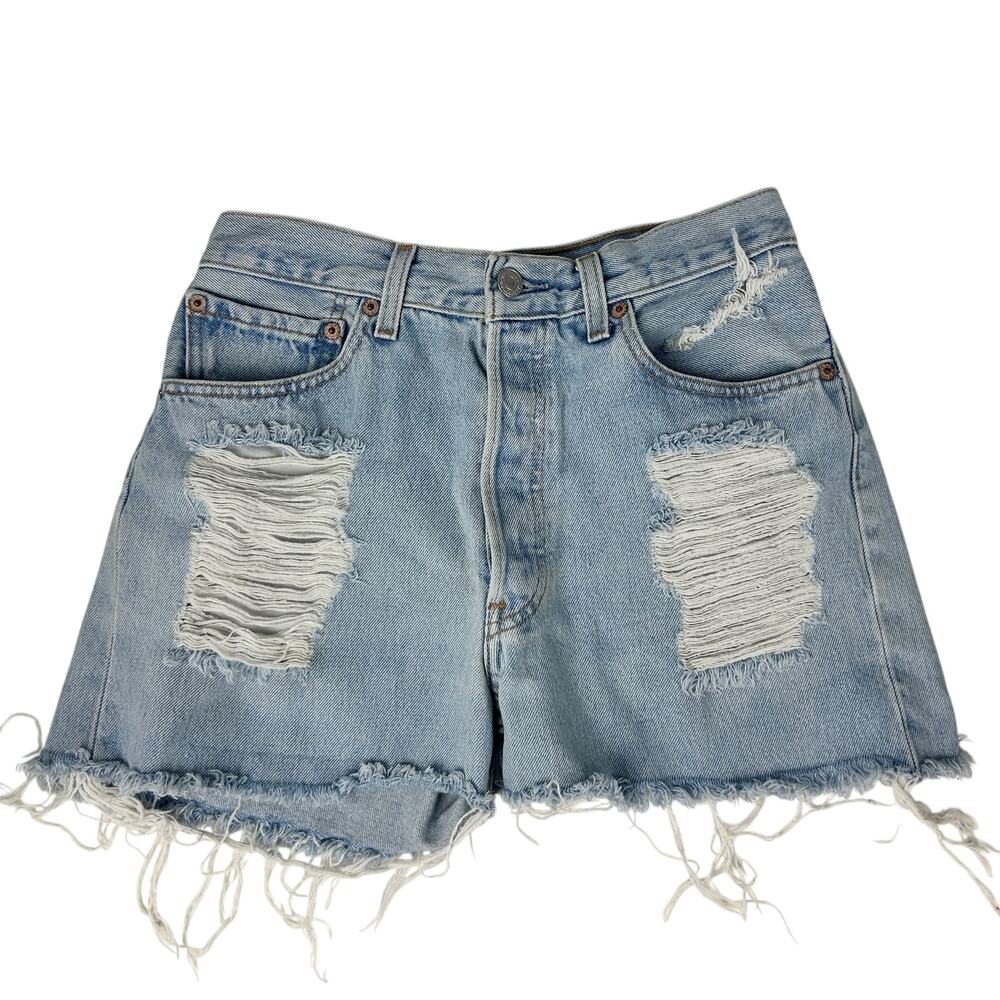 Levi's Distressed High Waisted Cut Off Vintage Denim Shorts 26